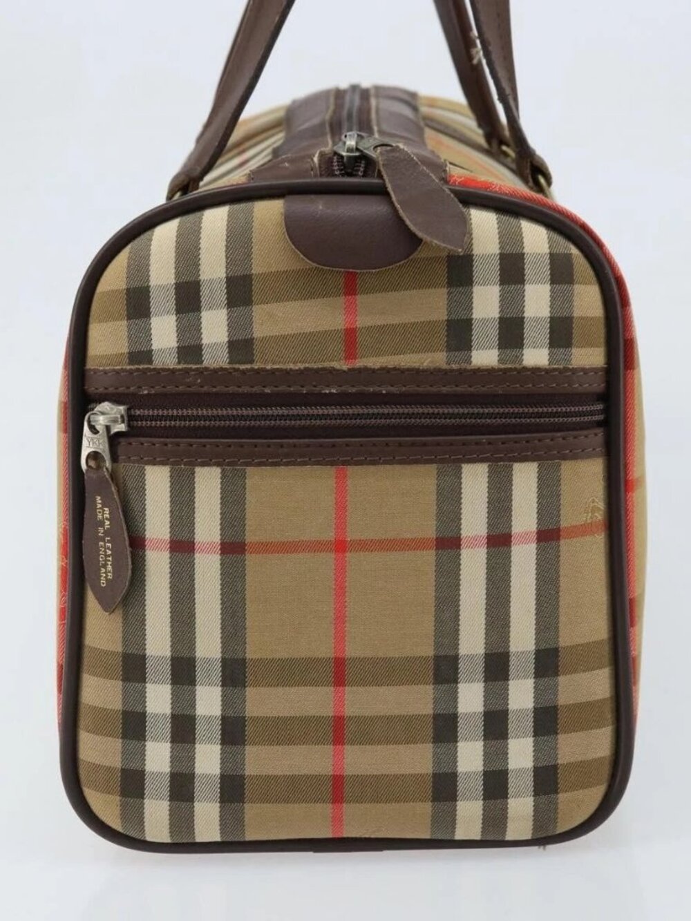 Burberrys Nova Check Boston Bag Canvas Beige Gold - Picture 7 of 16